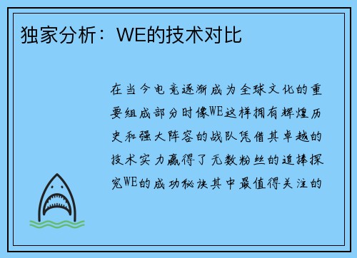独家分析：WE的技术对比