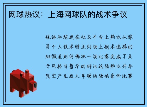 网球热议：上海网球队的战术争议